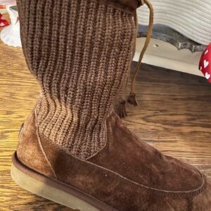 UGG Chestnut Knit Suede Boots